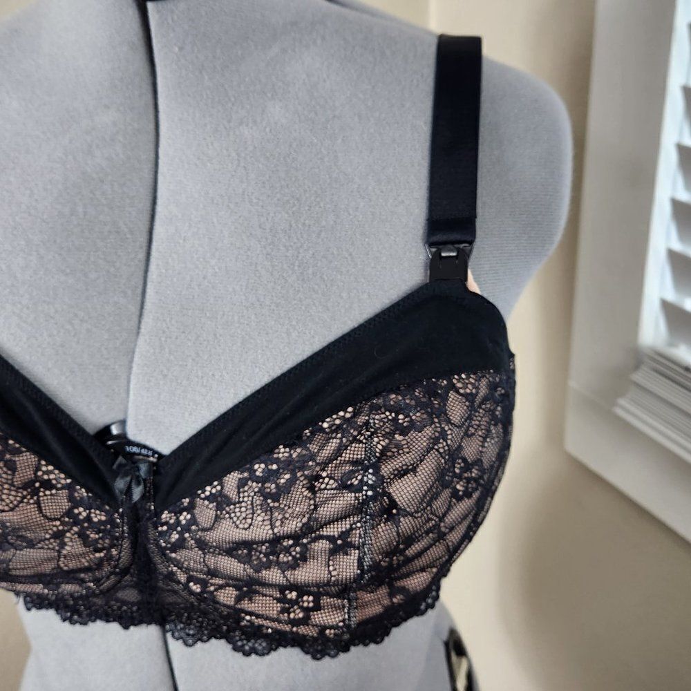 Paramour Nursing Bra Size 42DD Sexy Nursing Bra Black Pink - Picture 3 of 16